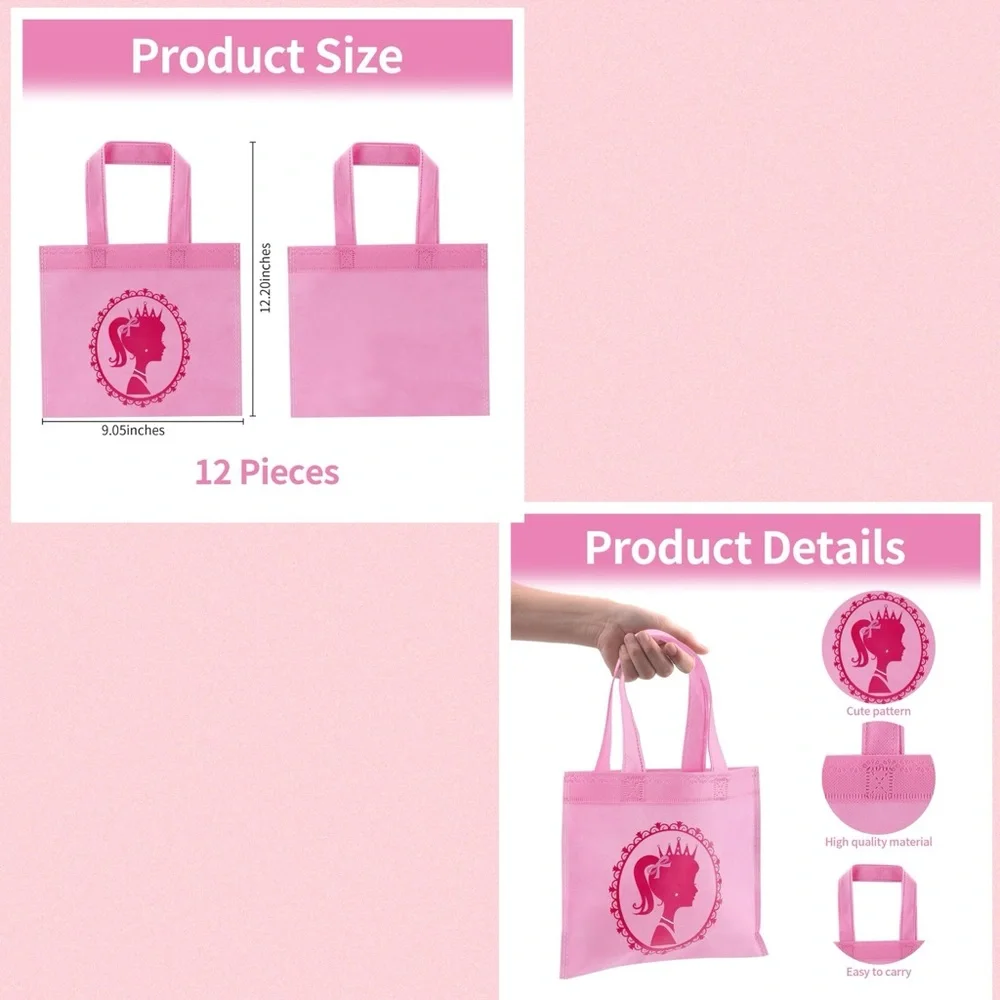 Pieces Pink Girls Party Favor Treat Bags Hot Pink Princess Gift‎ Bags Candy Bags